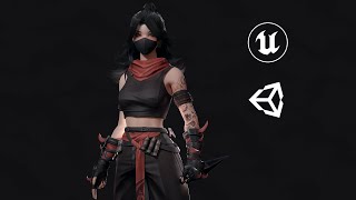 PREVIEW  Cyberpunk Ninja Girl Vex  GAMEREADY 3D Character [upl. by Tnerual237]