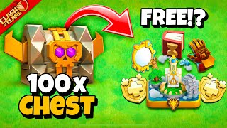 Opening 100x TREASURE HUNT CHEST from 20 accounts  Clash of Clans [upl. by Ahsatam218]