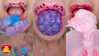 CORNSTARCH RAINBOW ICE TAPIOCA PEARLS Satisfying ASMR Eating Sounds Mukbang 먹방 [upl. by Annoyk]