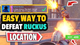 Defeat RUCKUS Fortnite Ruckus Location and How to Defeat Ruckus Complete Beskar Quests Epic Quest [upl. by Asiulairam]