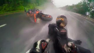 Bike Saves Girlfriend After Crash In Rain Great Partner [upl. by Euqinim]