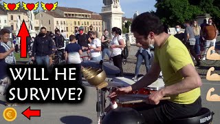 Pro Drummer Ends Up in the Street First Time Busking [upl. by Ahcsat605]