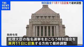 特別国会11月11日召集で最終調整 「総理指名選挙」へ調整本格化 国民民主・玉木代表は連立政権入りを改めて否定｜TBS NEWS DIG [upl. by Ineslta]