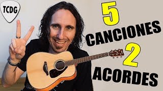 Toca 5 canciones fáciles en guitarra con solo ¡2 Acordes  Ideal para principiantes [upl. by Adnolat]