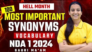 Vocabulary One Shot  Most Important Synonyms  NDA 1 2024  Hell Month  Gauri mam [upl. by Kerge]