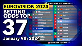 🏆📊 Who will be the WINNER of EUROVISION 2024  Betting Odds TOP 37 January 9th [upl. by Allemrac]