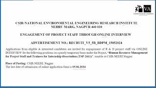 CSIR NEERI SRFJRF Interview MSc MSc EnvironmentalScience Chemistry Nagpur [upl. by Anwahsiek159]