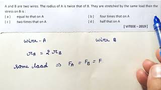 Physics  Class 11  Pyq mechanical properties of solids A and B are two wires  Neet  Jee [upl. by Wilbert78]