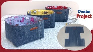 sewing diy a small boxes for beginers small box patterns  how to sew a denim small boxes tutorial [upl. by Samot]