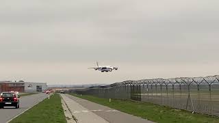 Plane Antonov An124 Rusłan landing Lotnisko Rzeszów Jasionka 13042021 [upl. by Annaegroeg192]