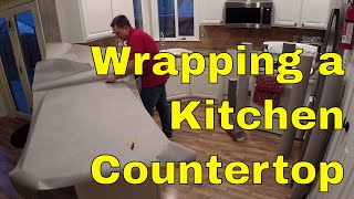 Wrapping kitchen Countertops and backsplash Architectural film Rm wraps [upl. by Aivart]