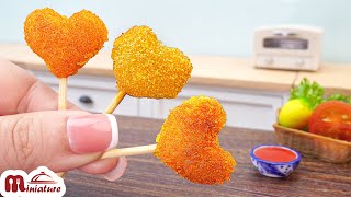 Cutest and Crispy Miniature Heart Shaped Mozzarella Cheese  ASMR Cooking Mini Food [upl. by Airdni232]