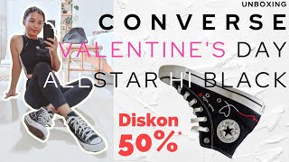 Unboxing CONVERSE Valentines Day Chuck Taylor All Star Hi  BlackVintage WhiteBlack171158C [upl. by Nilrem]