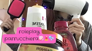 ROLEPLAY PARRUCCHIERA ASMR ITA  LAVAGGIO TAGLIO PHON PIASTRA 🧼🫧 [upl. by Ebaj163]