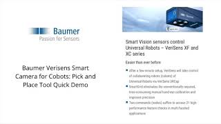 Baumer Verisens Smart Camera for Cobots Pick amp Place Tool Quick Demo [upl. by Lleryt]