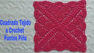 Cuadrado Tejido a CrochetTutorialAplicación De Puntos PiñaPara TapeteCentro de MesaMantel y Más [upl. by Varden]