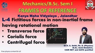 L 4  Fictitious forces due to rotational motion in noninertial frames  BSc Physics  GNDU  PU [upl. by Euridice]