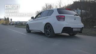 BMW M135i F20  Exhaust Comparison  HJS Downpipe  M Performance Muffler [upl. by Cyrie]