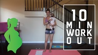 Mommy and Me Workout While HOLDING BABY  Only 10 Minutes [upl. by Nahgam]