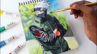 Kakashi Hatake Drawing with my expensive watercolours  How to draw Kakashi Hatake [upl. by Aubreir250]