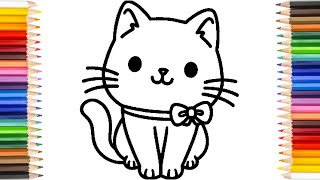 🎀😻😽🐈How To Draw Cute Cat 😼😽🐈🎀 Cute Drawing Video [upl. by Darrow512]