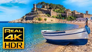 Stunning Mediterranean Beach in 4K HDR 🌅 Tossa de Mar Spain  Relaxing Tv Art Screensaver [upl. by Ennovehc]