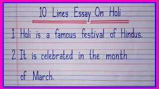 Holi essay 10 lines in englishEssay on Holi in english 10 lines10 lines on Holi in english [upl. by Mehcanem]