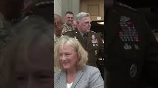 WATCH ‘Clap out’ for Joint Chiefs of Staff Chair Mark Milley’s retirement [upl. by Tilda]