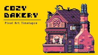 Cozy Bakery by the Harbour  Pixel Art Timelapse [upl. by Normi]