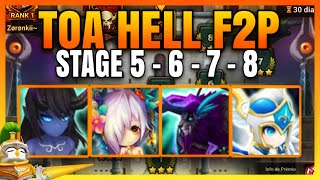 F2P ToA HELL Stages 5 VEROMOS  6 FELLERIA  7 ZERATU 8 CAMILA  Dezembro  Janeiro  Summoners War [upl. by Eira508]