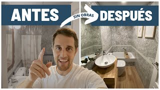 Como REFORMAR BAÑO pequeño SIN OBRAS y SIN EXPERIENCIA 😅 [upl. by Elita]