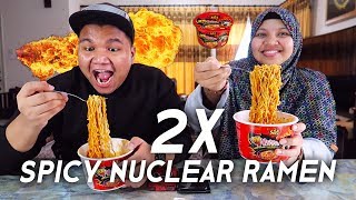 2X Spicy Nuclear Ramen Noodle Challenge w Sister Malaysia [upl. by Schuler348]