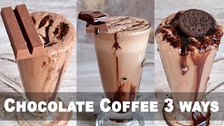 Chocolate Coffee Recipe 3 ways  Chocolate Cold Coffee without Condensed Milk Cream Milk powder [upl. by Aitekram]