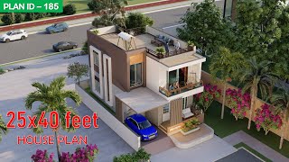 Stunning 25x40 House Plan with Car Parking  110 Gaj  1000 sqft  3D Floor Plan  25 by 40 Naksha [upl. by Enajiram]