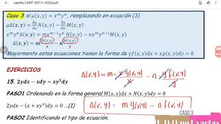 7 Ecuacions diferenciales reducibles a Exactas CASO3 uxmyn Indicaciónyejercicio [upl. by Neela]