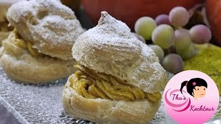 ENG SUB Autumn cream puffs with pumpkin pudding cream Herbstwindbeutel mit Kürbispuddingcreme [upl. by Pagas484]