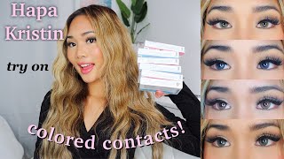 HAPA KRISTIN COLORED CONTACTS TRY ON  REVIEW [upl. by Laughlin]