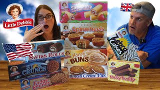 Brits Try LITTLE DEBBIE Treats For The First Time OMG [upl. by Aleina285]