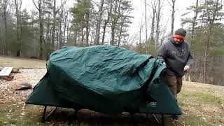 KampRite oversize cot tent  SETUP [upl. by Kendre75]