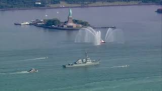 US naval vessels arrive in New York Harbor for Fleet Week Parade of Ships [upl. by Araeit]