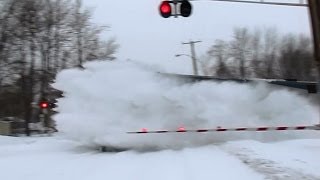 80MPH Amtrak trains plowing snow [upl. by Velda447]