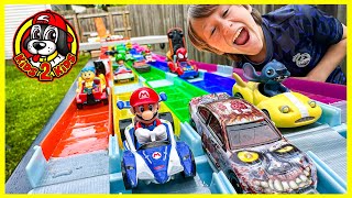 GIVEAWAY 🏎️ Monster Jam Race Cars vs Hot Wheels Racerverse  LONGEST MARIO KART RACE EVER MADE [upl. by Siderf]