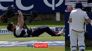 Joe Root takes over filming duties after cameraman falls over [upl. by Sivet238]