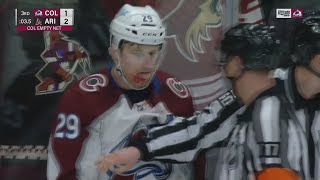 Nathan MacKinnon Becomes Unhinged After Taking Highstick From Dysin Mayo Avalanche Feed [upl. by Ahsitil]