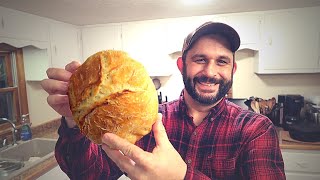 The EASIEST Bread EVER Crunchy No Knead Recipe [upl. by Mcnair]