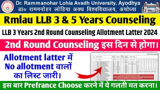 Rmlau LLB Admission Counseling 2024 Rmlau LLB 35 Years 2nd round Counseling Allotment Latter 2024 [upl. by Malaspina]