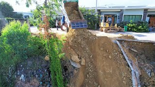 Start New Project Delete Landslide Rehabilitation Deep pit By Bulldozer KomatSu D21P Pushing [upl. by Dearden]