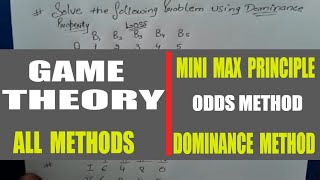 Game Theory in Operation research USING mini max principleodds methoddominance method in HINDI [upl. by Ploss]