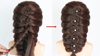 easy trick for bridesmaid hairstyle  beautiful hairstyle for wedding  unique hairstyle  hairstyle [upl. by Nivlam]