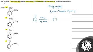 In Reimer  Tiemann reaction phenol is converted into salicylaldehyde through an intermediate [upl. by Carbrey]